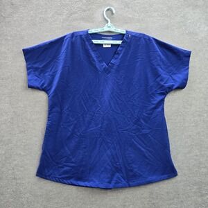 Mandala Women Scrub Top XL Blue Equa-Tek PO32-S Short Sleeve